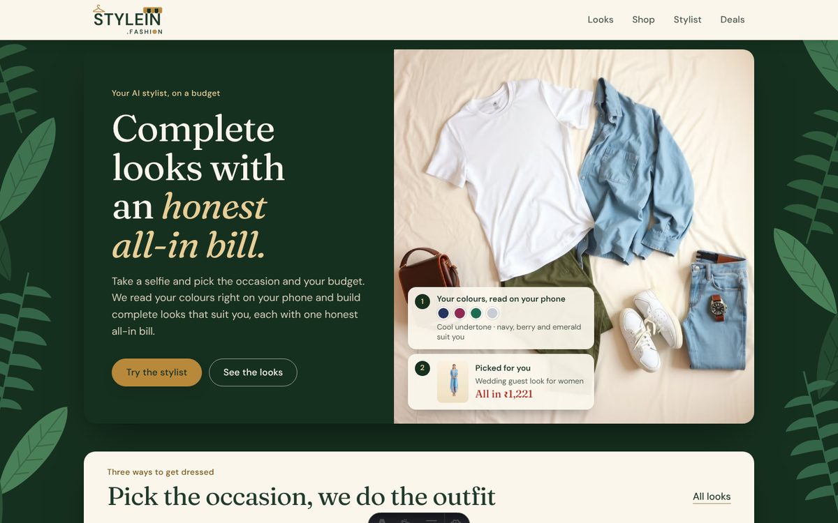 Stylein Fashion website homepage
